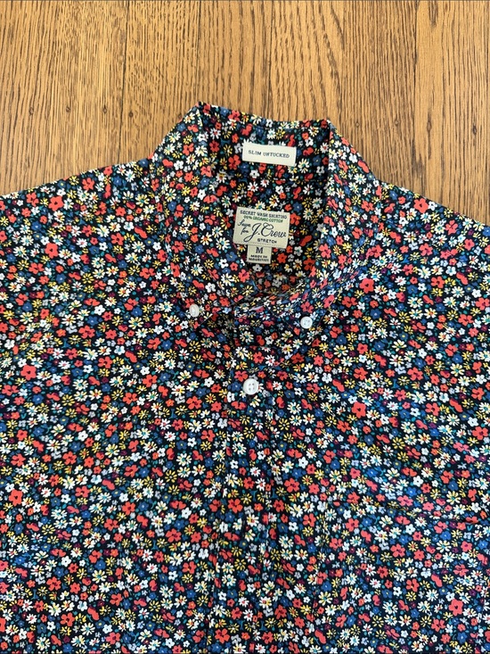 J. Crew Other - J. Crew black floral Button-Down Shirt with Red, Yellow and White Floral Print